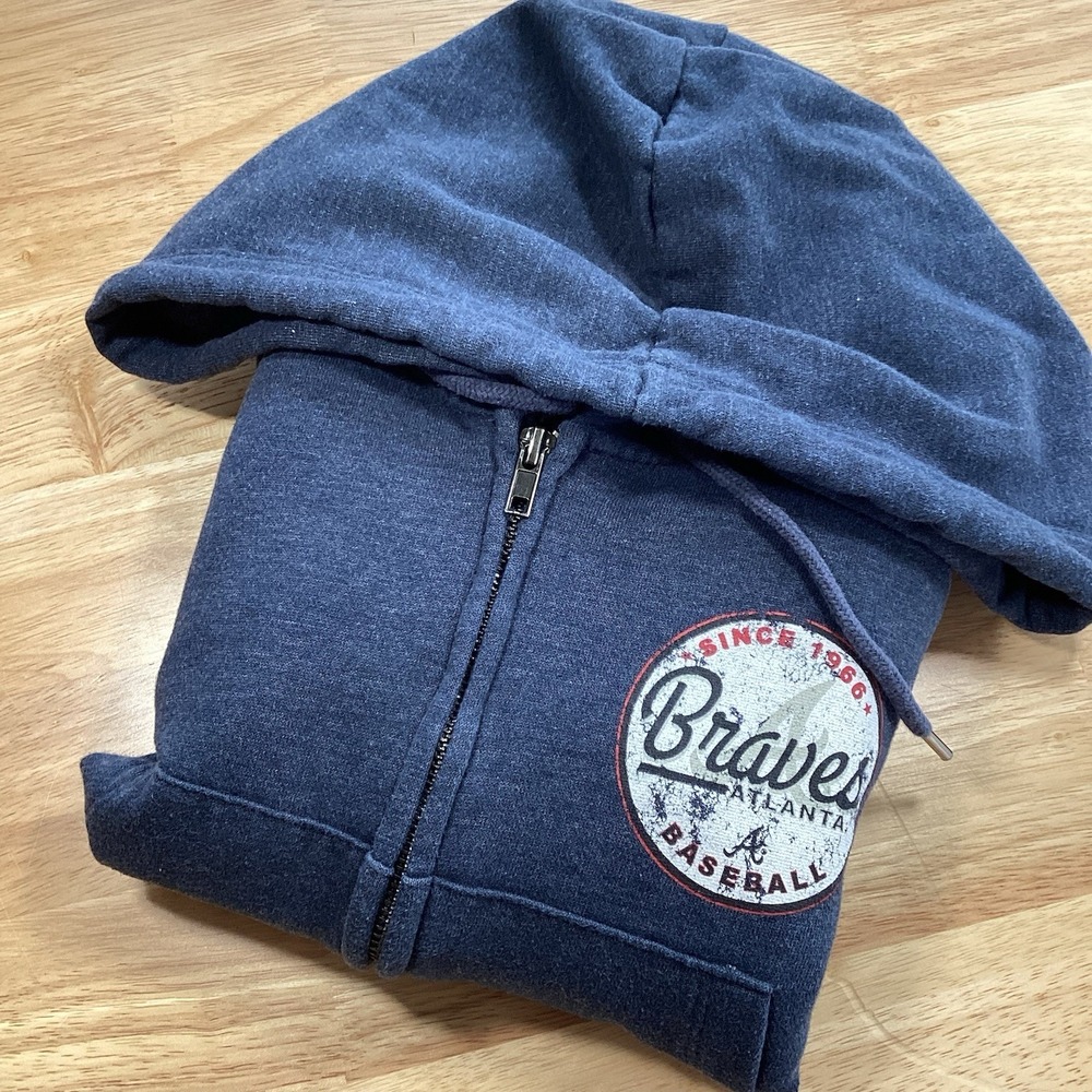 Ladies MLB Campus Lifestyle Atlanta Braves‎ Full Zip Hoodie Baseball Large